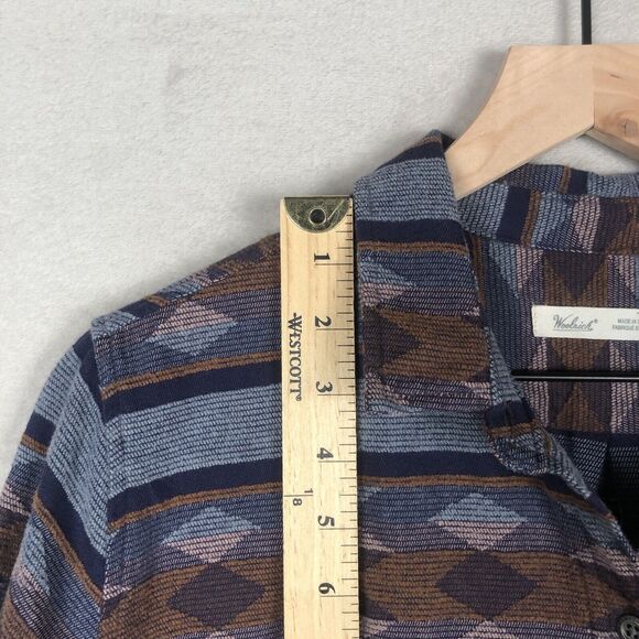 WOOLRICH Aztec Flannel Shirt Women's‎ XL Blue Button Up Casual Western Ranch - Picture 7 of 16